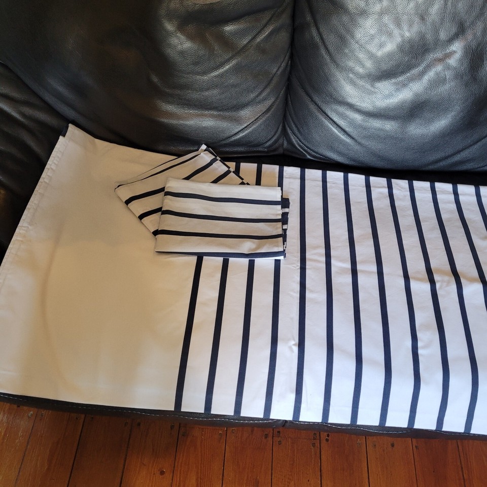 Marks And Spencer King Size Duvet Cover Pillow Cases Navy White 80