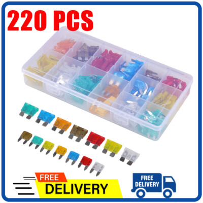 220pc Blade Fuse Assortment Auto Car Truck Motorcycle Fuses Kit ATC ATO ATM