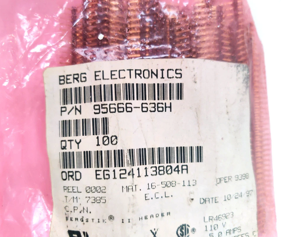 Qty: 100 FCI BERGSTIK II 95666-636H 5.84mm Unshrouded Header 36 PIN Right Angle - Image 2 of 4