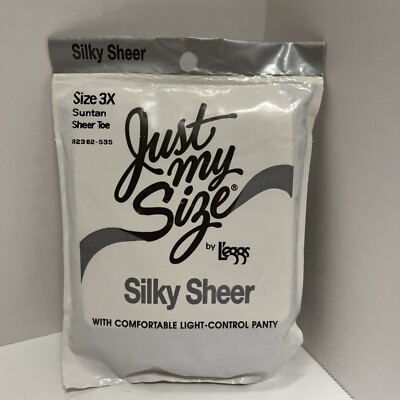 Vtg Just My Size L eggs Silky Pantyhose Sheer Toe Light Control Suntan Size - 3X