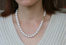 Vintage 14K Cultured Circled Graduated 8.5 11.4mm Pearl Strand Necklace 18.5"