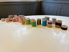 Lot 25 Vtg Spools Thread- Corticelli, Coats Clarks, Most Silk Some Cotton/Poly