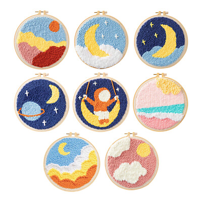 DIY Landschaft Stickerei Kit Punch Nadel Starter Grundwerkzeug Kreuzstich
