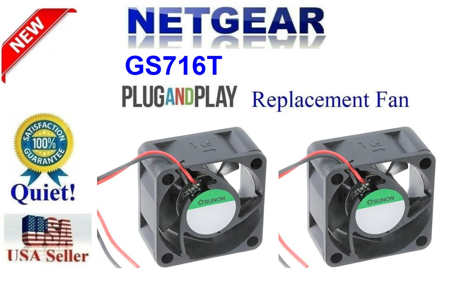 2x Quiet Sunon Fans for Netgear GS716T, Low Noise. Best for Home ...