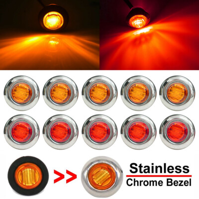 FXC 20-Pack 3/4 Inch Amber & Red LED Round Side Marker Lights For Truck / Trailer / Boat (12V)