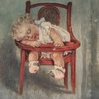 Early 20th Painting Of Sleeping Child, Recent Professional Restoration New frame — photo 3