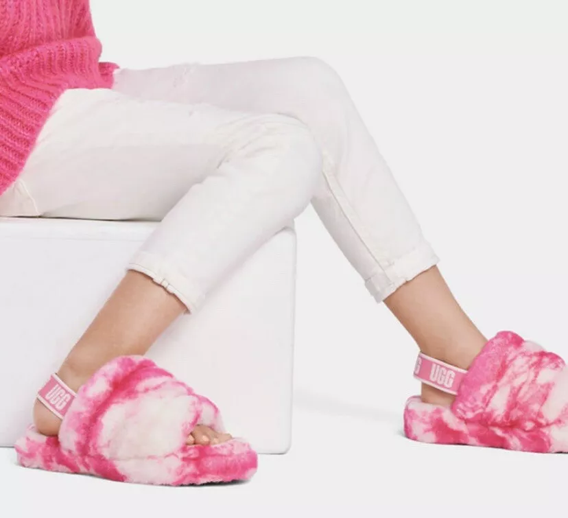 Pink and shop white uggs
