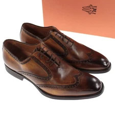 Di Bianco NWB Oxford Dress Shoes Size 9 In Brown Patinaed Leather
