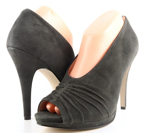 $160 BOUTIQUE 9 ALYNDA Dark Grey Suede Designer Fashion Open Toe Pumps 9.5 - 第 1/4 張圖片