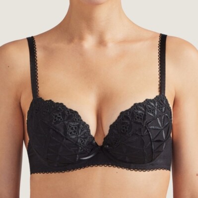 Aubade Paris Bahia & Moi Black Push Up Bra Underwire PY18 Black Size 32C