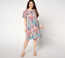 Women Control Women's Dress Sz L Flutter-Sleeve Cutout Multi-colored A648365