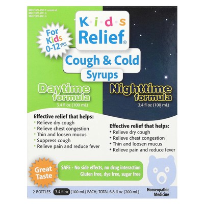 Kids Relief , Cough & Cold Syrups, Daytime & Nighttime Formula, 0-12 Yrs, 2