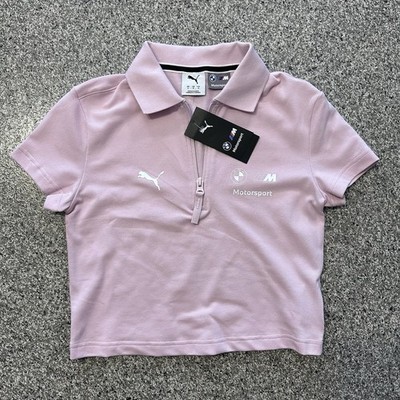 Puma BMW MMS Classic Cropped Polo Womens Small Rose Mauve Pink F1 Preppy Racing