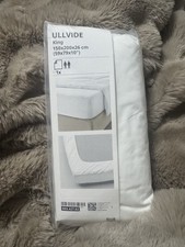 NEW Ikea Ullvide White Fitted Sheet King Size 85% Cotton 15% Lyocell