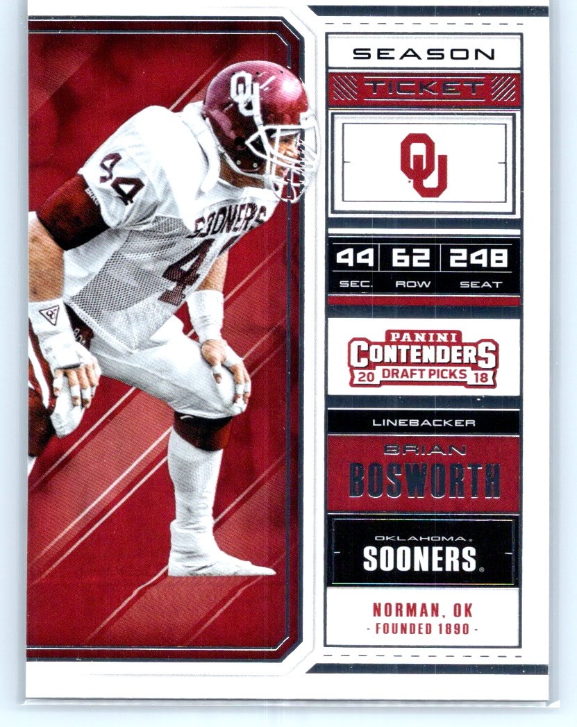 2018 Panini Contenders Draft Picks - Season Ticket Brian Bosworth #14