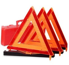 3PK DOT Approved Foldable Road Safety Warning Triangles Heavy 3PK With Sand