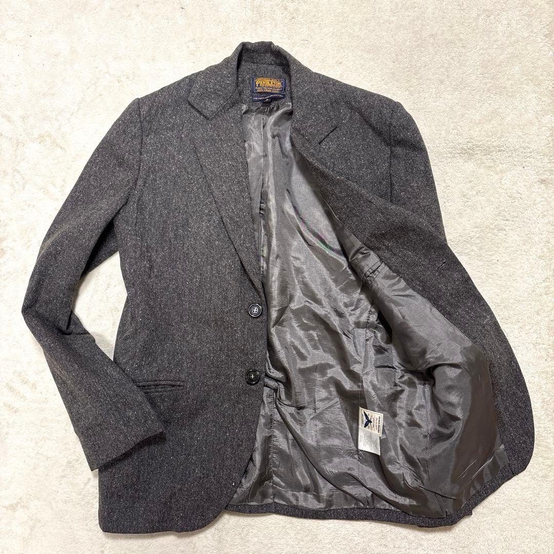 Pendleton 90s Wool Silk Tailored Jacket Gray Made… - image 1
