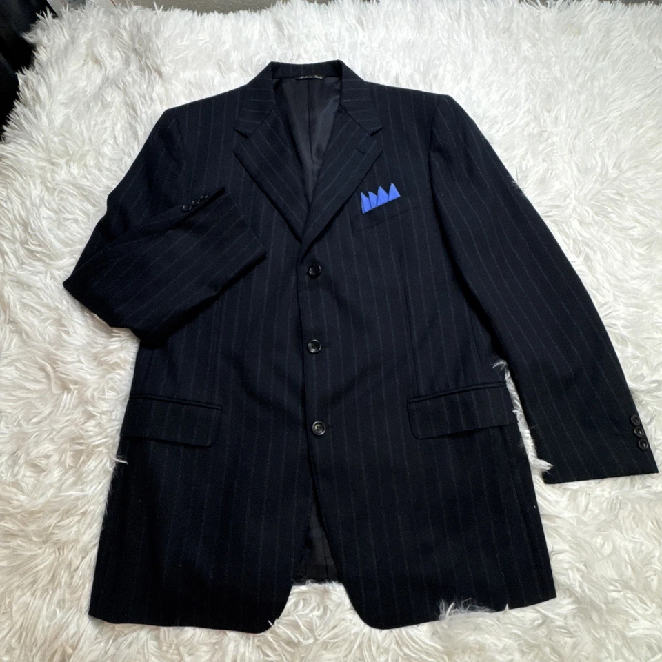 CANALI 2 Piece Suit Men’s 42 R Dark Blue Pinstripe Cashmere Blend 35x32 Italy - Image 2 of 4