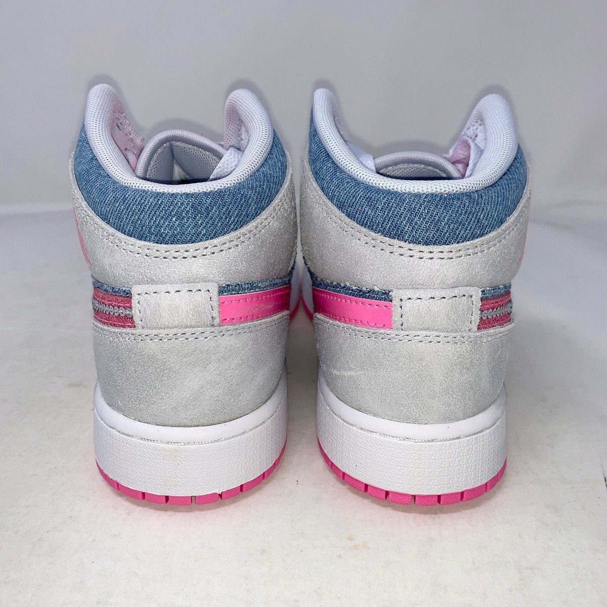 Air Jordan 1 Mid 'Pink Sequin' Denim Blue Sneakers, Size 4Y / 5.5W