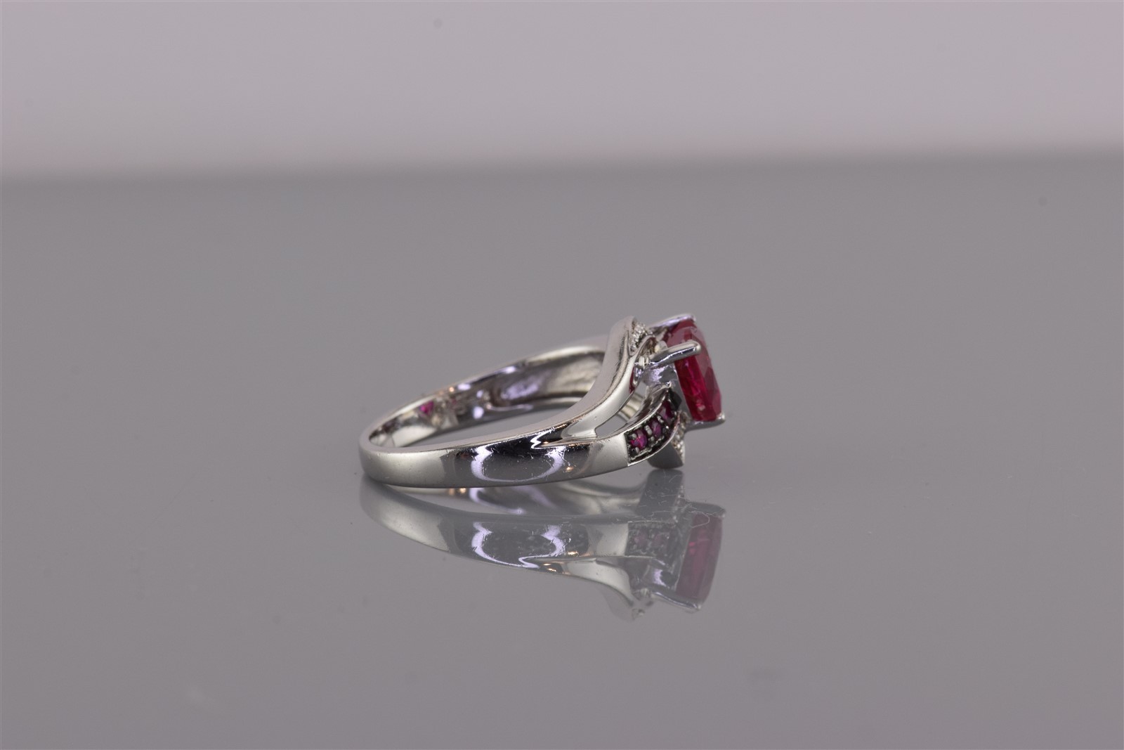 Sterling Silver Red Ruby Heart Crossover Accented… - image 3