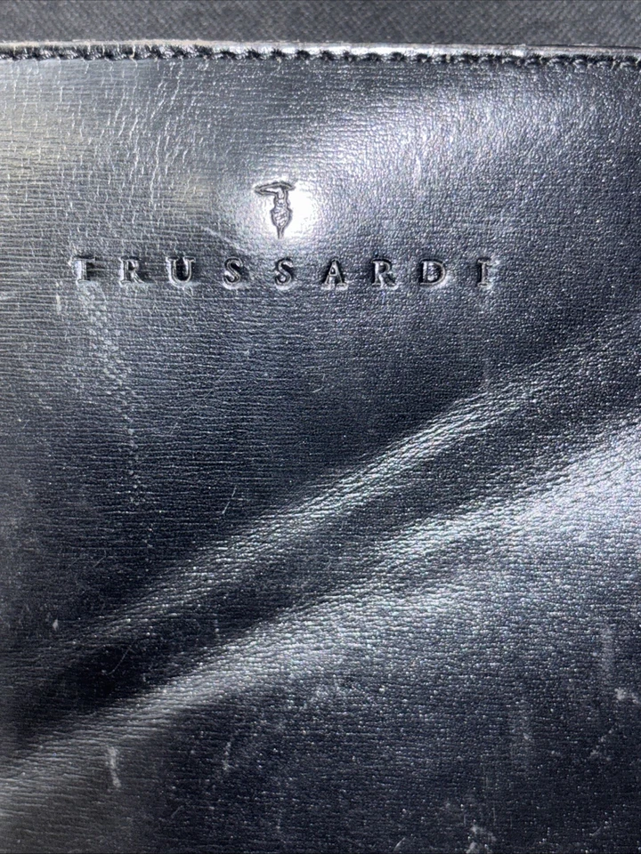 Bolso de Hombro Trussardi Mujer De Colección Retro Glam Lujo Hobo Italiano Cuero Negro Foto 2 de 4