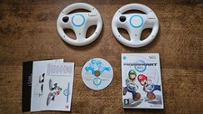 NINTNEDO WII - MARIOKART & OFFICIAL STEERING RACING WHEEL x2 BUNDLE #RS15