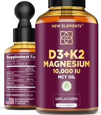 USA Liquid Vitamin Drops D3 K2 10000IU with Magnesium Glycinate Natural MCT Oil