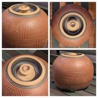 (1990) 5" Kenneth Allen (d. 2000) Studio Stoneware Art Pottery Design Jar w/ Lid