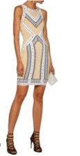 Abito Herve Leger taglia small fascia bodycon maglia elasticizzata vendita al dettaglio $890