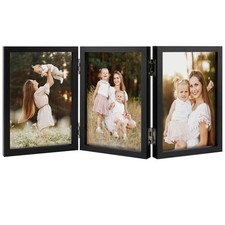 Triple 4x6 Picture Frame, 3 4x6 Folding Photo Frame, Standing Vertically on D...