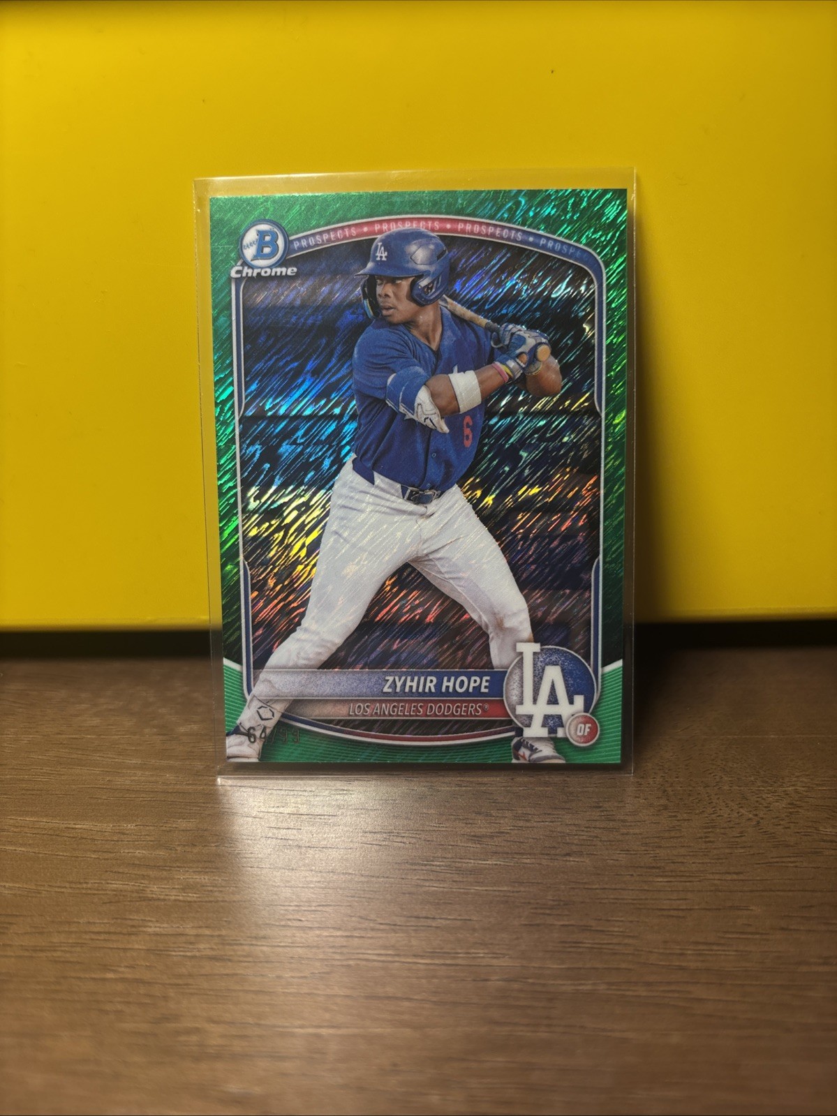 2025 Bowman - Chrome Prospects Zyhir Hope #BCP-2 Green Shimmer Refractor /99 RC