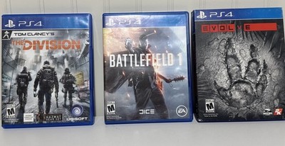 PS4 LOT Tom Clancy's The Division, Battlefield 1, Evolve