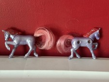 Littlest Pet Shop 1996 Tonka Purple Unicorn Horse w/ Pink Glitter Mane Lot of 2 