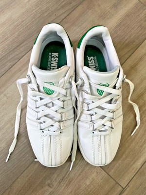 K-Swiss Classic Iconic Sneakers Size 8 White | Retro 80s Style | Green Tab