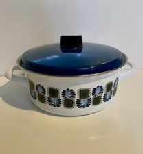 Austria Email Universal VTG Enamel Floral Stewpot&lid Enamel 70s Excellent Cond