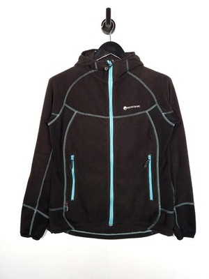 Montane Polartec Fleecejacke Größe UK 14 Damen schwarz Kapuze Wandern leicht
