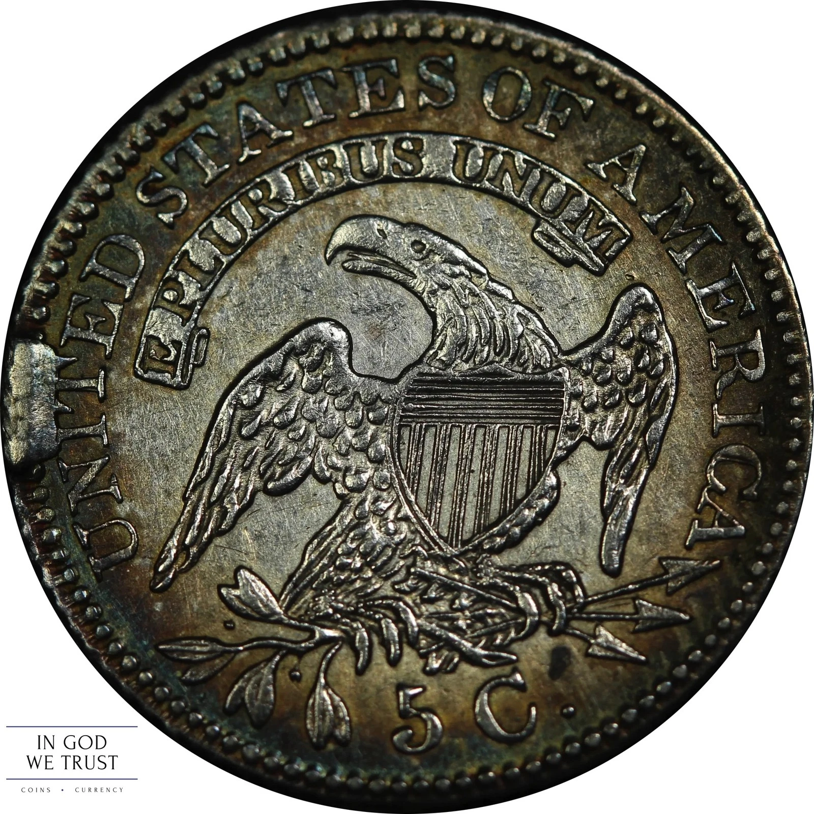 1829 LM-3 V-2 VLDS R.7 DIE CUD Capped Bust Half Dime H10C PCGS AU Detail Toned!