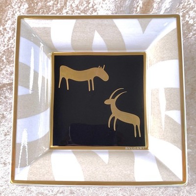 BVLGARI x Rosenthal Trinket Tray Pascolo Rupestre Gold Paint 18 x