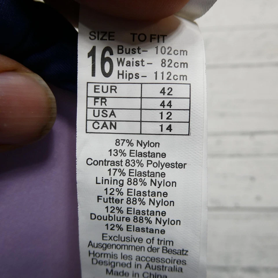 Top de bikini Seafolly para mujer 16 EE. UU. 12 púrpura azul amarillo halter traje de baño Australia Foto 3 de 4