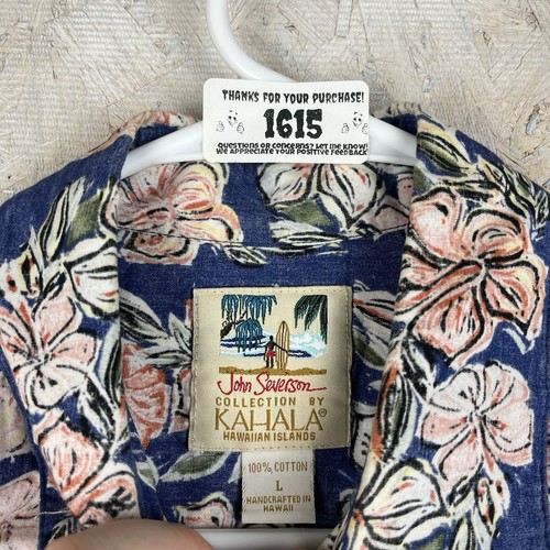 John Severson Kahala Hawaiian Shirt Mens Adult Large Blue Floral Palm Flowers - Picture 5 of 10