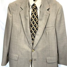 Stafford Men's Poly Wool Blend Sport Coat Blazer Brown 2 Buttons Size 44R USA 