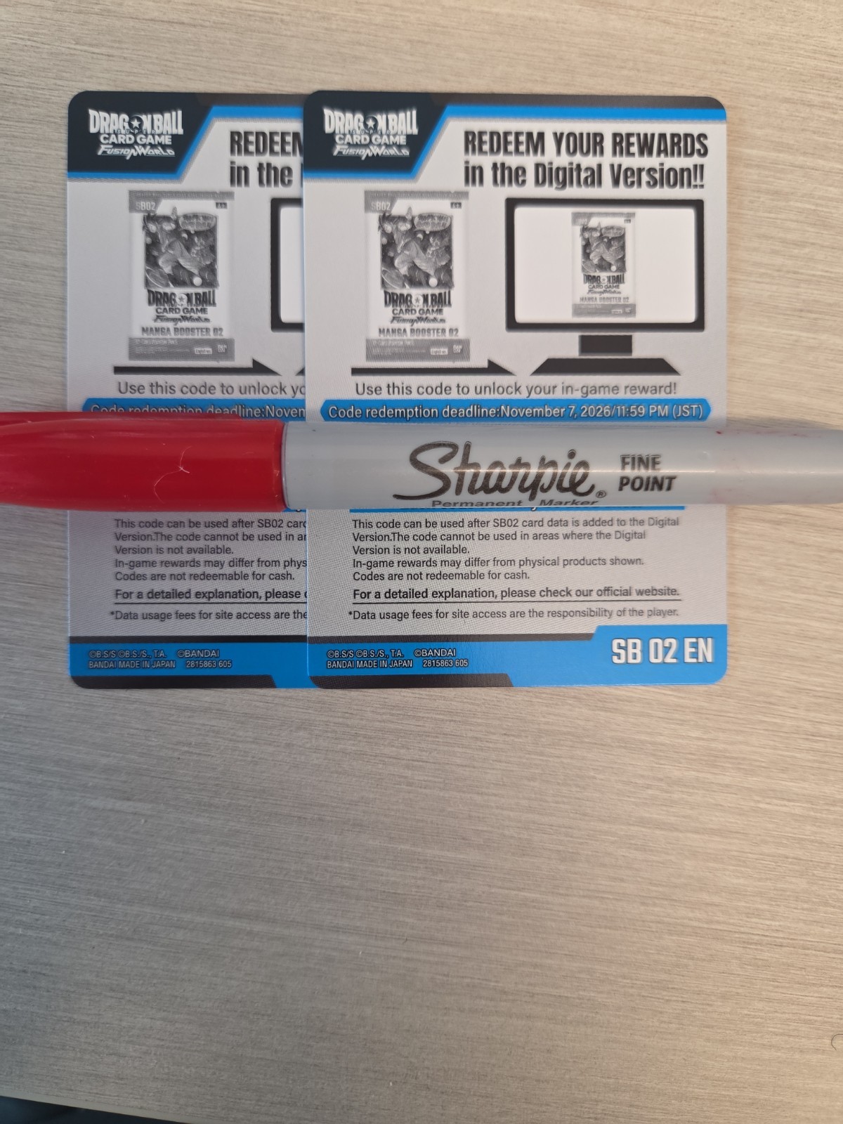 SB02 EN Tarjeta Código Manga Booster Dragon Ball Super Fusion World x2