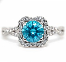 2CT Aquamarine White Topaz 925 Solid Sterling Silver Ring Jewelry Sz 7