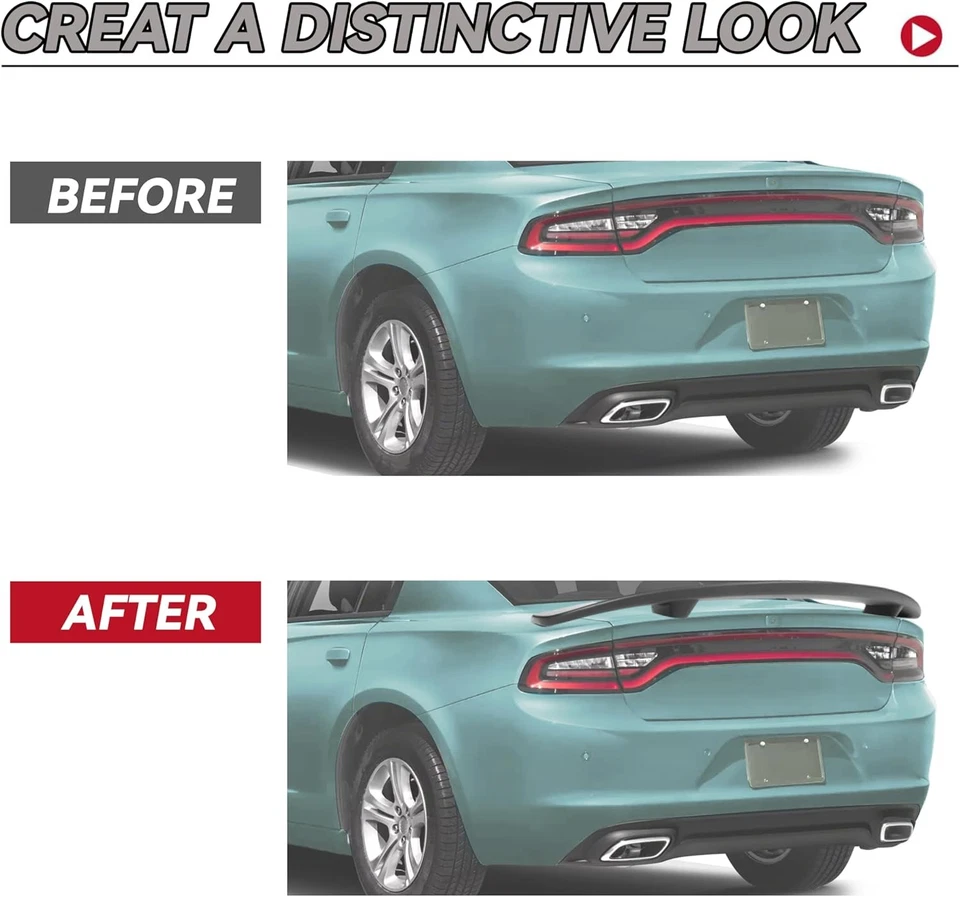 HECASA Rear Trunk Spoiler Wing Compatible with 2011-2023 Dodge Charger black  - Image 3 of 4