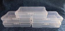 5pc Mini Plastic Storage Container Box Hinged Lid 6.25 x 4.5 x 1.25" Small Clear