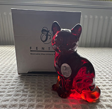 Fenton Art Glass Red Cat Figurine Decorative with Box American Cats & Kittens