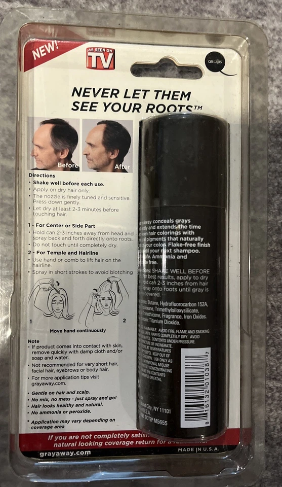 (1) Corrector de raíz de cabello gris temperatura alejada negro marrón oscuro spray como se ve en la televisión Foto 2 de 4