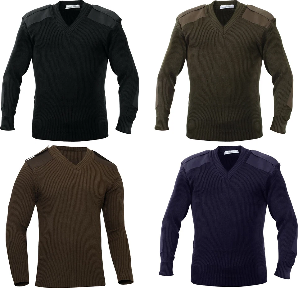 Suéter Uniforme Acrílico Cuello en V Comando Militar Ejército Charreteras Grueso Cálido Invierno Foto 2 de 2