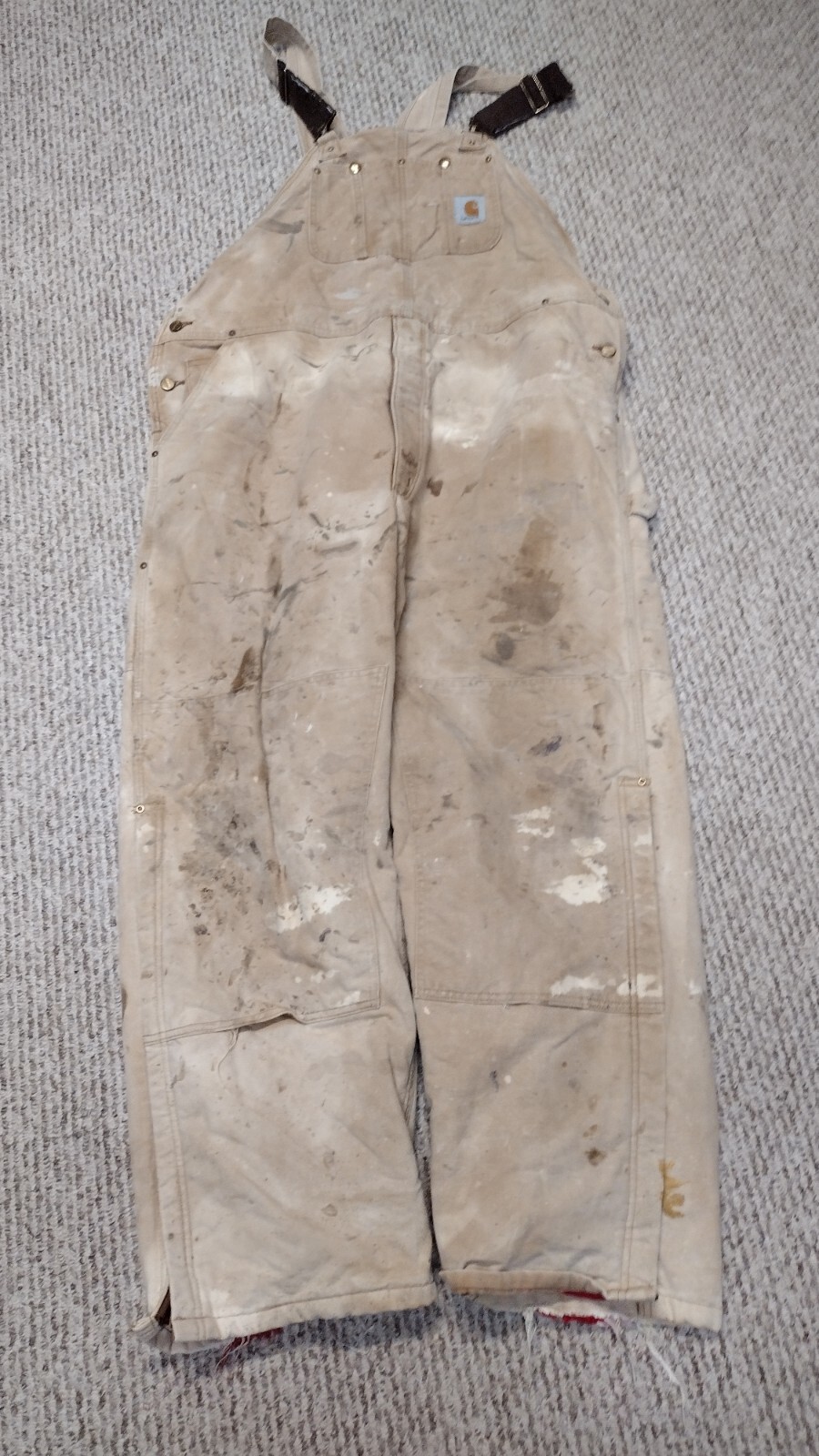 48 CARHARTT Double Knee Duck Canvas Insulated Bib Ove… Gem