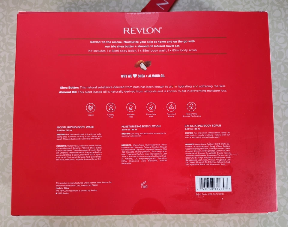 Revlon Trio Moisturizing Travel Set Shea+ Almond Oil Infused Body Wash Vacation  - Image 3 of 4